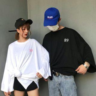 Couple Matching Long-sleeve Number Print T-shirt