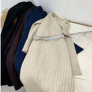 Plain Striped Knit Dress