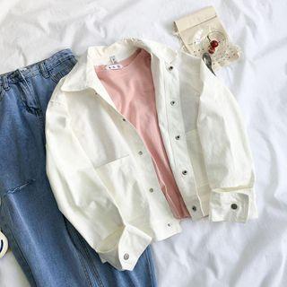 Long-sleeve Cutout Plain Jacket