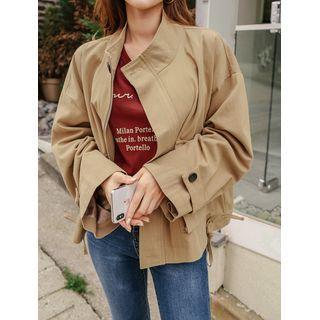 High-neck Drawstring-hem Field Jacket