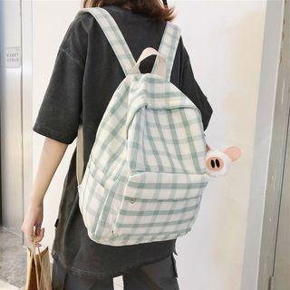 Pig Nose Gingham Canvas Backpack