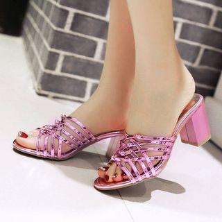 Strappy Chunky Heel Slide Sandals