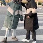 Couple Matching Furry Trim Hooded Padded Zip Coat