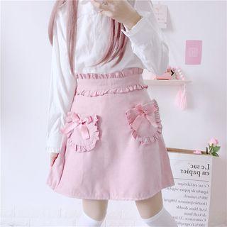 Bow Accent Frill Trim A-line Skirt