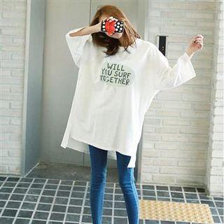 Long-sleeve Lettering Oversize T-shirt