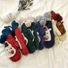 Applique Two-tone Knit Mittens