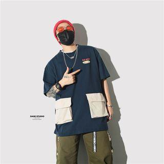 Elbow-sleeve Front Pocket T-shirt