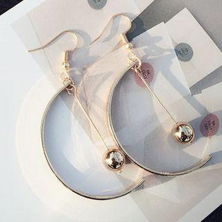Metal Ball Half Hoop Dangle Earring Hook Earring - Gold - One Size