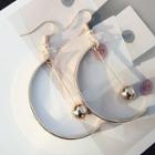 Metal Ball Half Hoop Dangle Earring Hook Earring - Gold - One Size