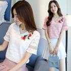 Short-sleeve Embroidery Lace Top
