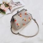 Cherry Embroidered Chain Strap Crossbody Bag
