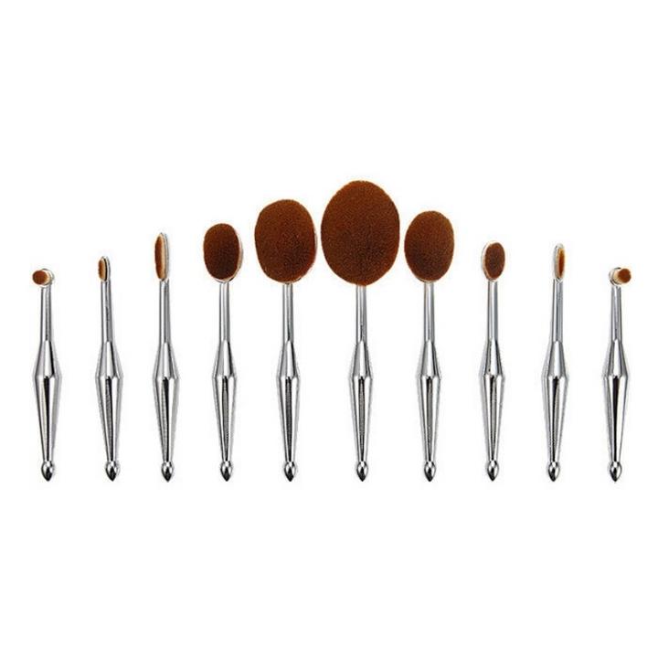Mythss - Tooth Make Up Brush Set (silver) 10 Pcs 10 Pcs
