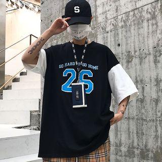 Elbow-sleeve Number 26 T-shirt White Sleeve - Black - One Size