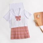Short-sleeve Sailor Shirt / Pleated Plaid Skirt / Set: Short-sleeve Sailor Shirt + Pleated Plaid Skirt