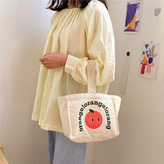 Orange Print Canvas Lunch Bag