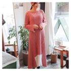 Color-block Rib-knit Maxi Dress