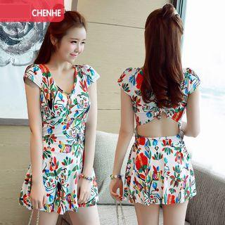 Print Cutout Short-sleeve Dress