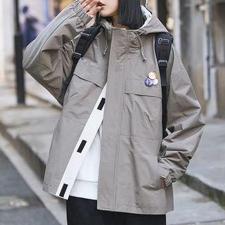 Hooded Adhesive Strap Jacket