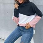 High Neck Color Block Long Sleeve Top