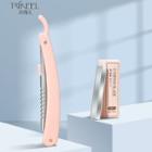 Foldable Eyebrow Razor / Razor Blade Replacement / Set Set - 1 Pc Razor & 10 Pcs Blade Replacement - Pink - One Size
