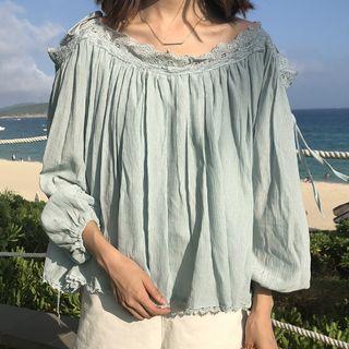 Lace Trim Cold Shoulder Blouse