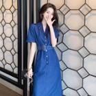 Denim Short-sleeve Playsuit / A-line Dress