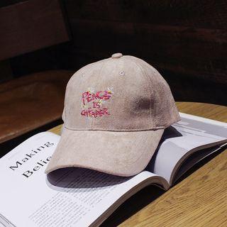 Faux-suede Embroidery Baseball Hat
