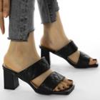 Quilted Block Heel Slide Sandals