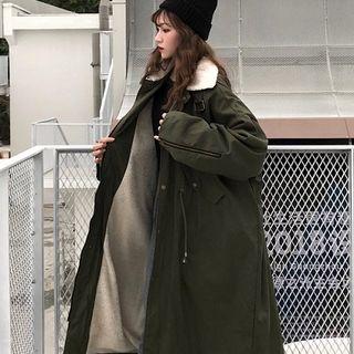 Fleece Collar Snap-buttoned Coat