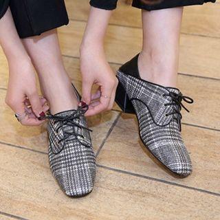 Genuine Leather Plaid Lace-up Shoes