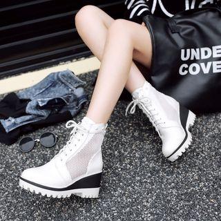 Wedged Lace-up Short Boots