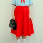 Buttoned Midi Flare Skirt