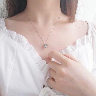 Stone Pendant Necklace Silver - One Size