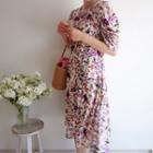 Puff-sleeve Floral Print A-line Dress