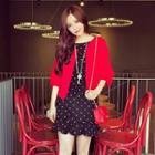 Set: 3/4-sleeve Cardigan + Sleeveless Dotted Dress