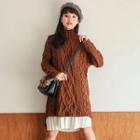 Mock Neck Mini Sweater Dress Caramel - One Size