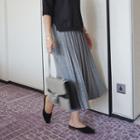 Band-waist Glittered Pleat Long Knit Skirt