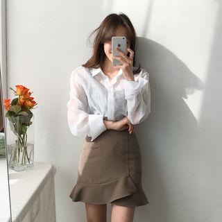 Frilled-hem A-line Skirt