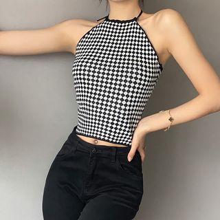 Pattern Halter Top Black - One Size