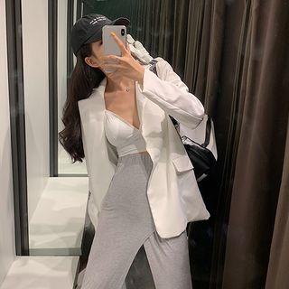 Plain Blazer / V-neck Slim-fit Camisole Top / Plain Skirt