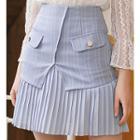 Pocket Pleated Hem A-line Mini Skirt