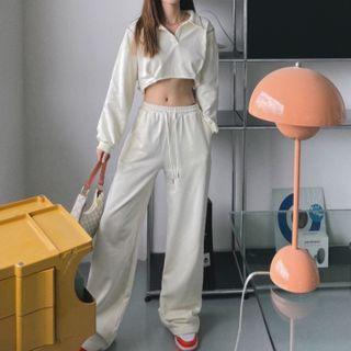 Set: Cropped Sweatshirt + Wide Leg Pants