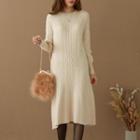 Cable-knit Dress With Pompom Sash