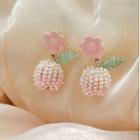 Floral Beaded Drop Earring 1 Pair - Pink - One Size
