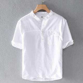 Short-sleeve Henley Pocket Detail Shirt