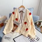 Strawberry Embroidered Cardigan Off-white - One Size