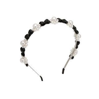 Faux Pearl Face Wash Headband Black & White - One Size