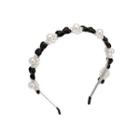 Faux Pearl Face Wash Headband Black & White - One Size