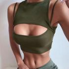 Cutout Round-neck Cropped Tank Top