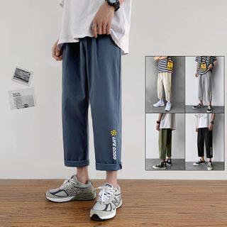 Letter Print Straight-fit Pants